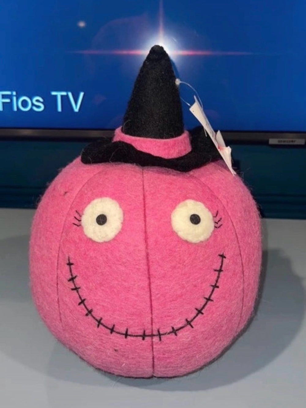 Hot Pink Witch Pumpkin Halloween Decor 10” Felt